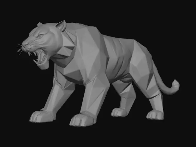 3D model for Roaring Origami Tiger