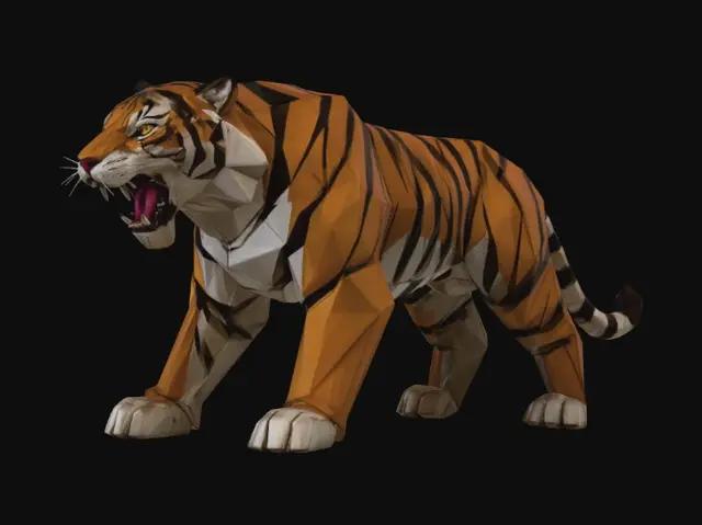 3D model for Roaring Origami Tiger