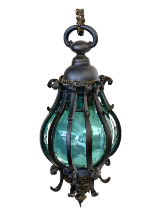 #PBR#, A tall, cage-like lantern crafted from blackened wrought iron shaped into… - Nautical 3D model, vytvořený pomocí AI