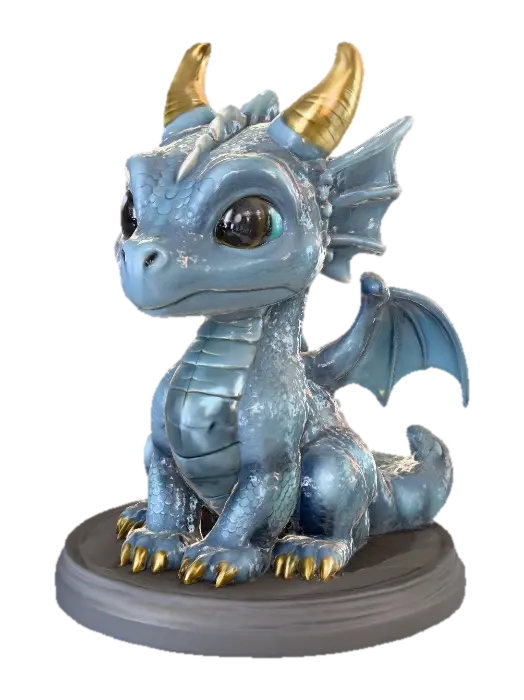 Cerulean Hatchling, #PBR# 3D model, vytvořený pomocí AI