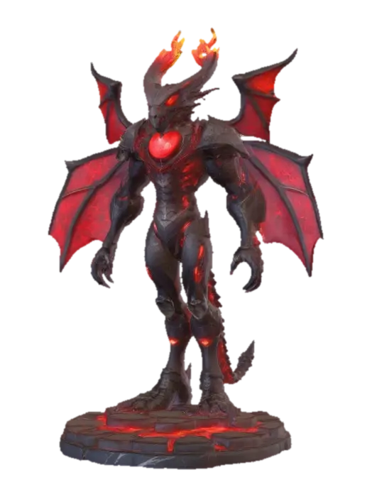 A humanoid construct forged from blackened steel and volcanic glass, shaped with… - Clawed 3D model, vytvořený pomocí AI