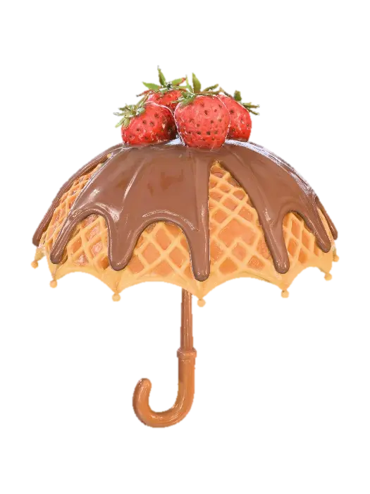 Chocolate Delight Umbrella, #food# 3D model, vytvořený pomocí AI