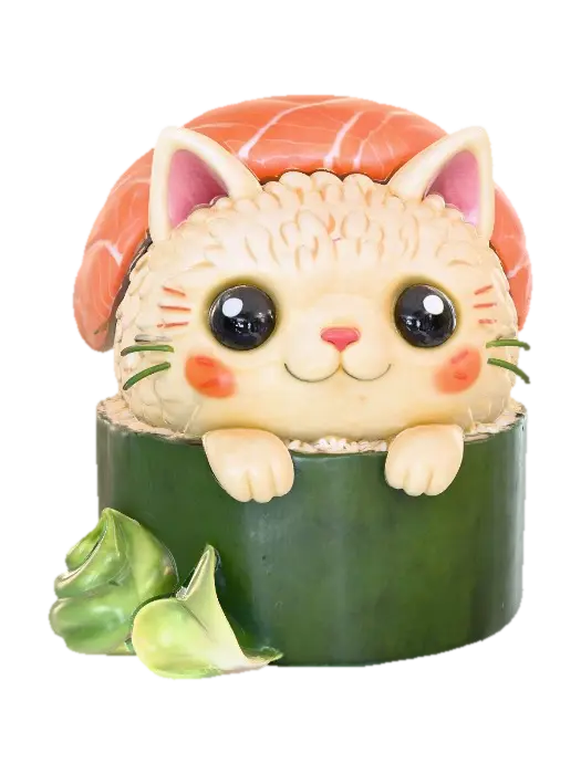 Sushi Kitten Delight, #food# 3D model, vytvořený pomocí AI