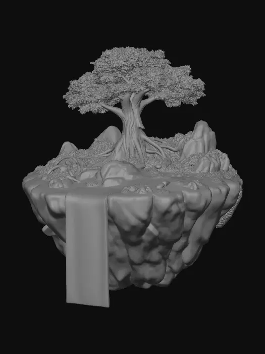 3D model for Floating Isle of the Tree and Waterfall