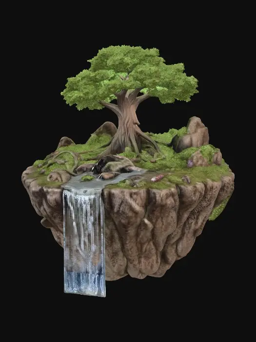 3D model for Floating Isle of the Tree and Waterfall