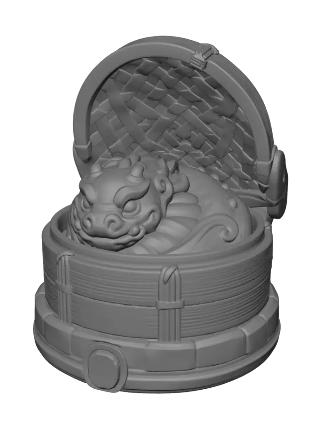 3D model for Jade Dragon in a Bamboo Steamer