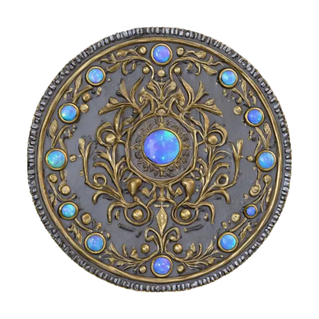 A 3D model of an oversized ceremonial coin, forged from aged silver with… - Constellation 3D model, vytvořený pomocí AI