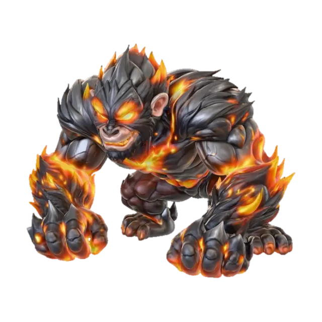 Inferno Gorilla 3D model, vytvořený pomocí AI
