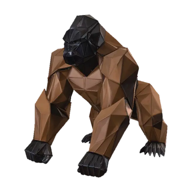 Origami Gorilla - Folding 3D model, vytvořený pomocí AI