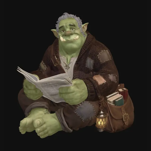 3D model for Patchwork Ogre Reading the Newspaper