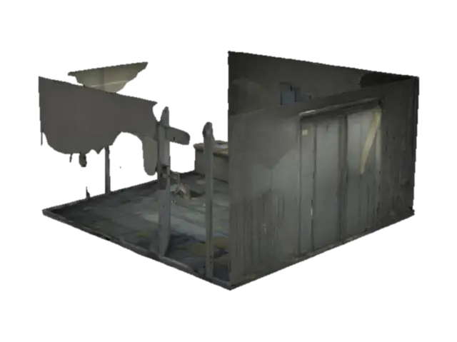 "A dark, abandoned security office with a broken large window in front, inspired by… - Fnaf 3D model, vytvořený pomocí AI