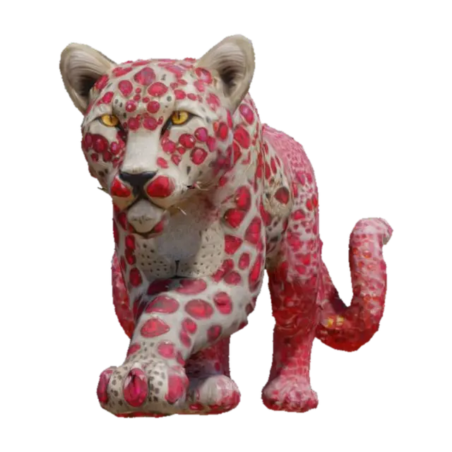 Regal Gemstone Leopard: Luxury Meets Wild Beauty - Sparkling 3D model, vytvořený pomocí AI