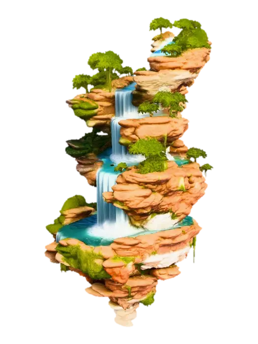 Floating Cascade Islands - Lush 3D model, vytvořený pomocí AI