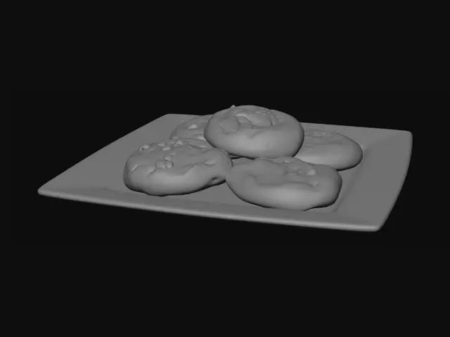 3D model for Chocolate Chip Cookies on a Plate