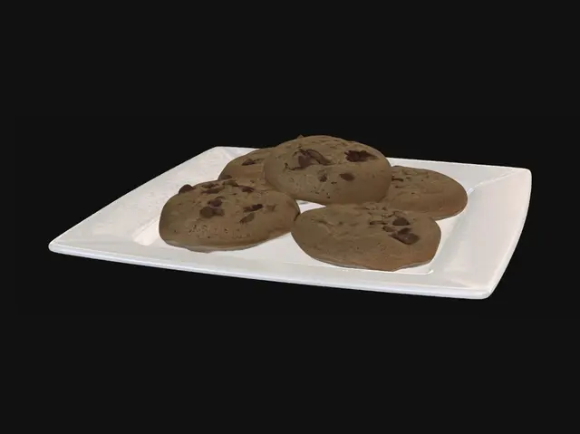 3D model for Chocolate Chip Cookies on a Plate