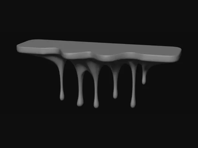 3D model for wall mounted shelf with drips on the bottom like its melting and flat top
