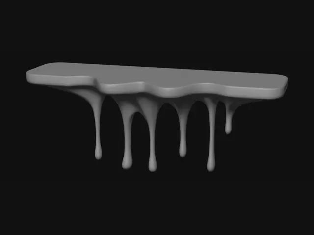 3D model for wall mounted shelf with drips on the bottom like its melting and flat top