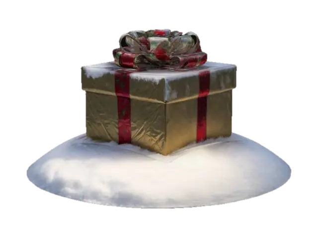 #ChristmasAdventure#, christmas snow covered present 3D model, vytvořený pomocí AI
