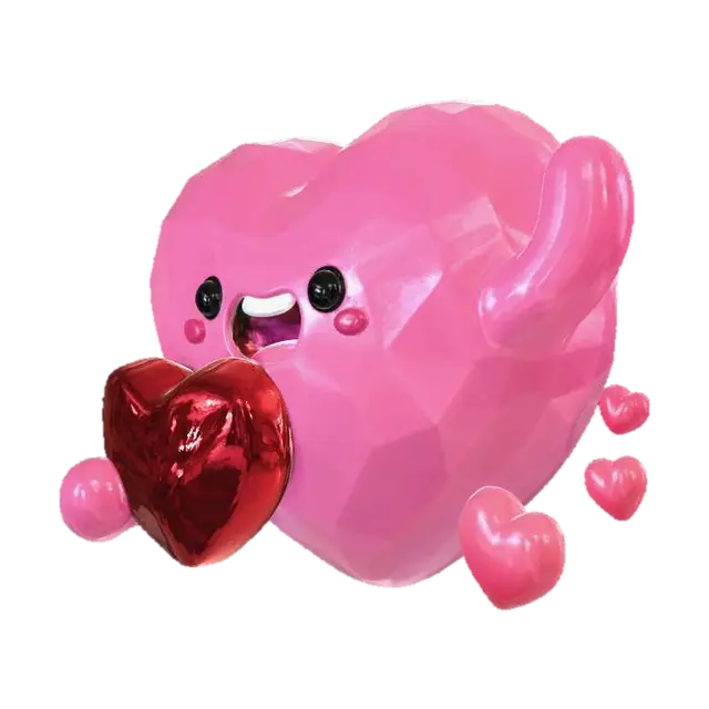 Happy Heart Hug - Cuteface 3D model, vytvořený pomocí AI