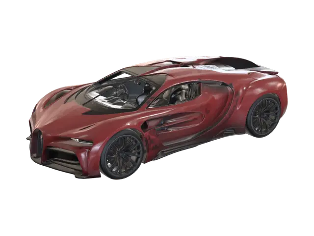 Crimson Hypercar 3D model, vytvořený pomocí AI