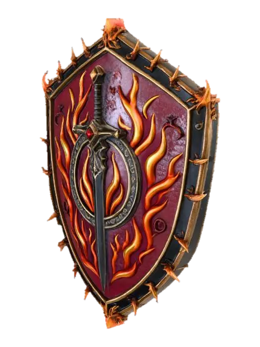 Blazing Justice Shield - Symbolic 3D model, vytvořený pomocí AI