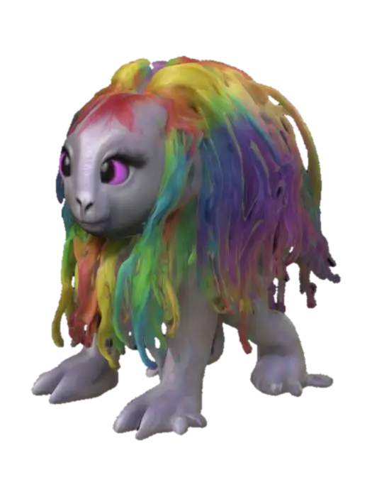 Rainbow_Mane_Creature_0302135345_texture - Curiousmonkey 3D model, vytvořený pomocí AI