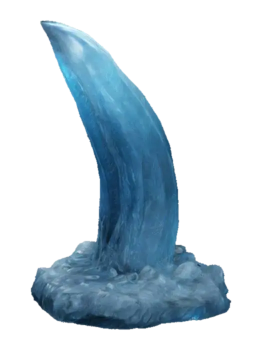 a massive standing fang. this predator tooth is made of translucent ice. in the style… 3D model, vytvořený pomocí AI