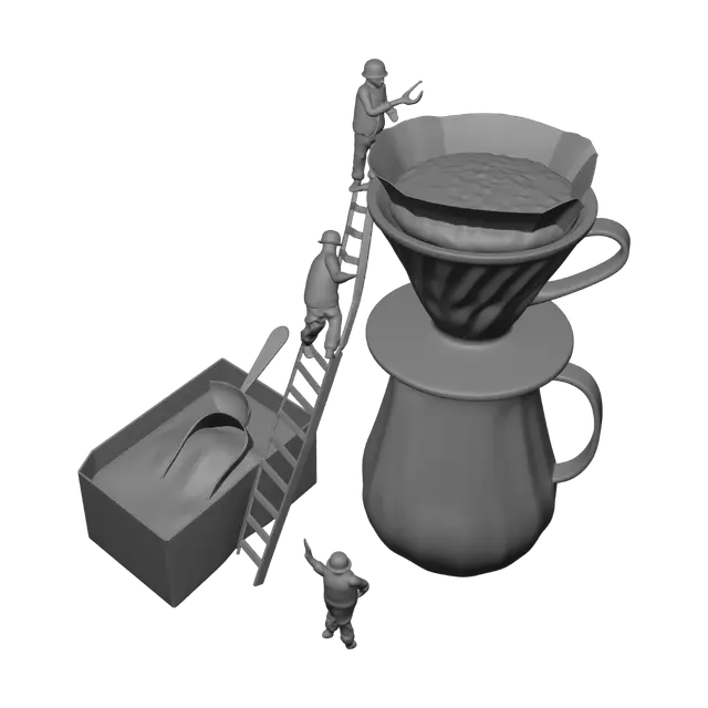 3D model for Mini Construction Crew Brewing Coffee