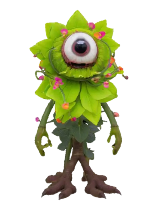 flower monster one big eyeball, #garden# - Weird 3D model, vytvořený pomocí AI