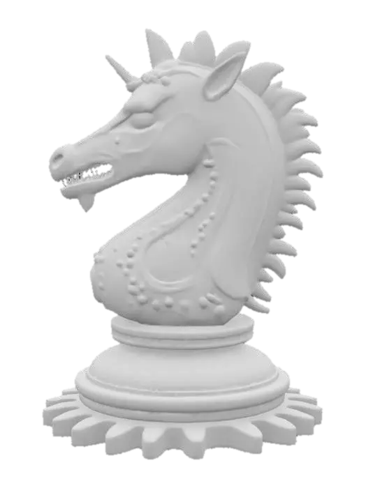 3D model for Steampunk chess piece knight on a gear