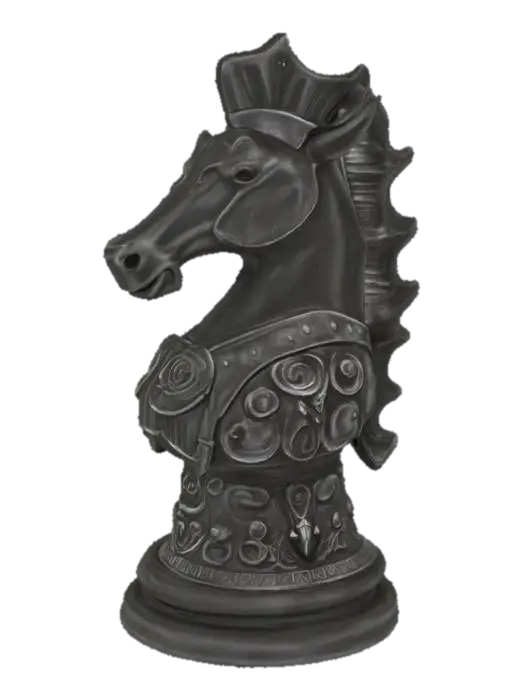 Armored chess piece knight - Strategy 3D model, vytvořený pomocí AI