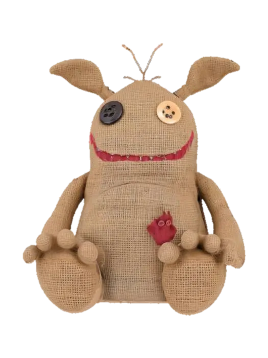 Cute monster stuffed toy made outnof burlap. Buttons for eyes. - Button 的 AI 生成 3D 模型