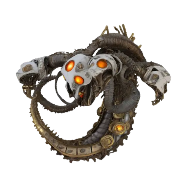 #AroundTheWorld#, Steampunk, biomechanical hydra 3D model, vytvořený pomocí AI