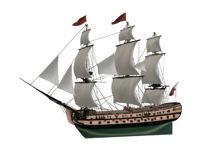 Three-Masted Man-of-War in Full Sail - Sailing 3D model, vytvořený pomocí AI