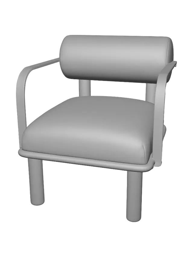 3D model for Blue Denim Armchair with Zebra Seat