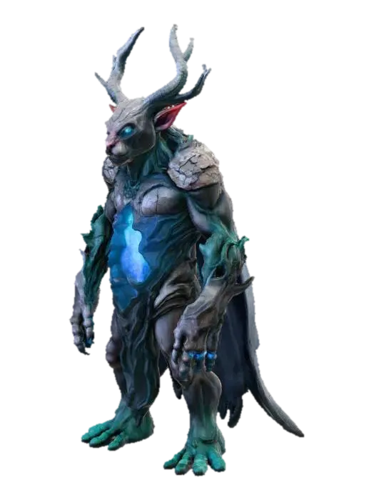 Create a fantasy Minecraft-style mob called an Aethershard Guardian. It appears when… 3D model, vytvořený pomocí AI