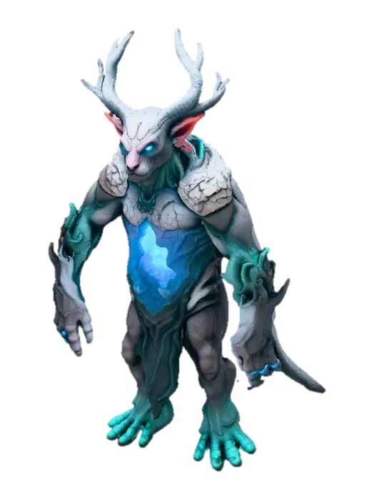 Create a fantasy Minecraft-style mob called an Aethershard Guardian. It appears when… 3D model, vytvořený pomocí AI