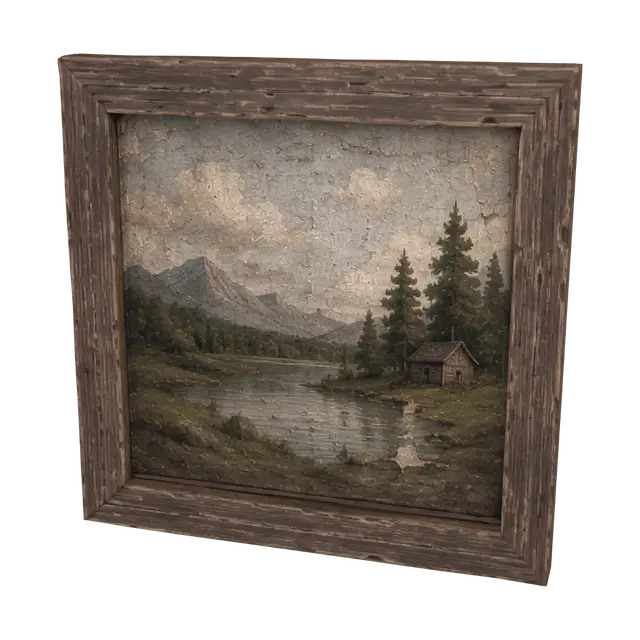 3D model for Lakeside Cabin at Dusk