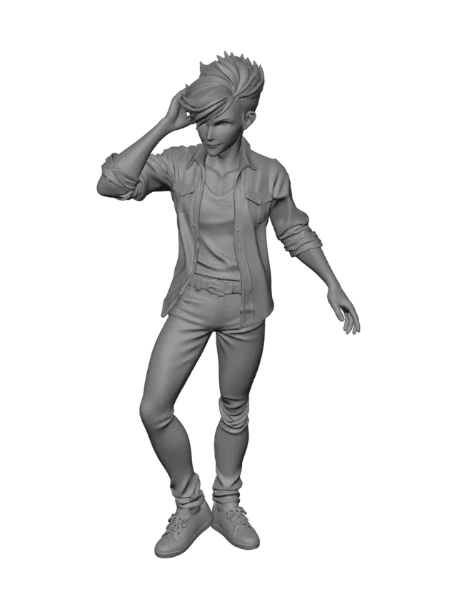 3D model for fix hair and shirt, and do open arm ,