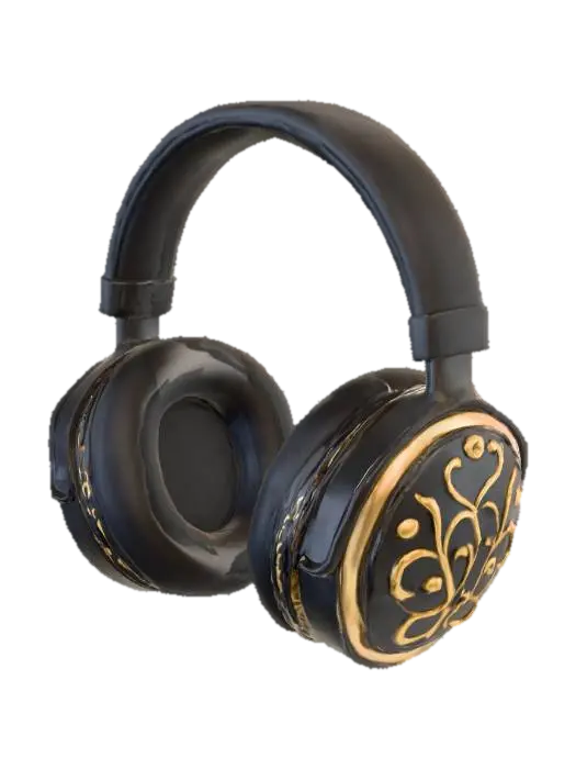 Golden Pulse Headphones - Headphone 3D model, vytvořený pomocí AI