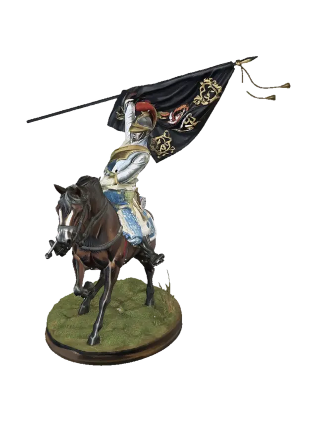 Flag Bearer French carabinier on Horseback - Drillmaster 3D-model, gegenereerd door AI