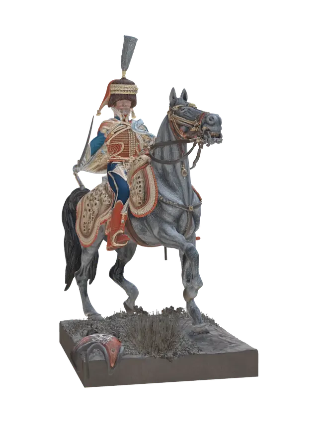 Mounted Hussar Miniature 3D model, vytvořený pomocí AI