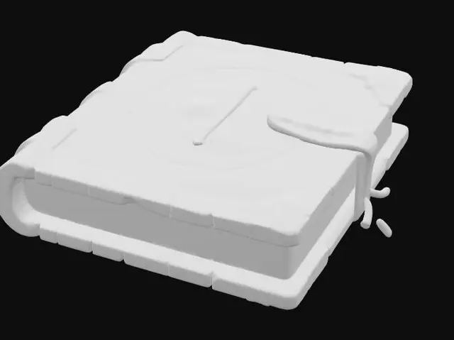 3D model for A highly detailed 3D model of a magical artifact – a cosmic crystal book. The book appears ancient and mystical, with intricate carvings on its cover and glowing cosmic runes. Its pages are filled with emissive cosmic gel that shimmers and pulsates with ethereal energy. The artifact radiates an otherworldly aura, blending elements of fantasy and sci-fi. Rendered in 4K ultra-realistic quality, with highly detailed textures and realistic lighting effects.