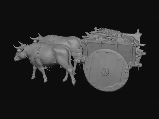 3D model for Oxen and Firewood Cart