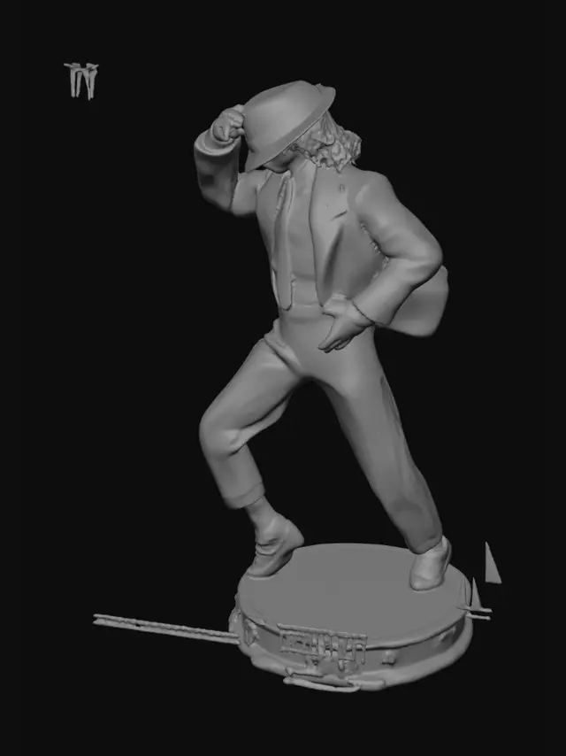 3D model for Moonwalk Pose in a White Pinstripe Suit