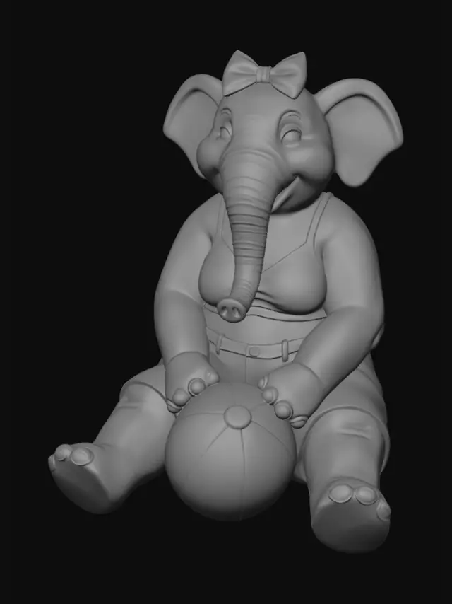 3D model for Pink Elephant with a Beach Ball Rose