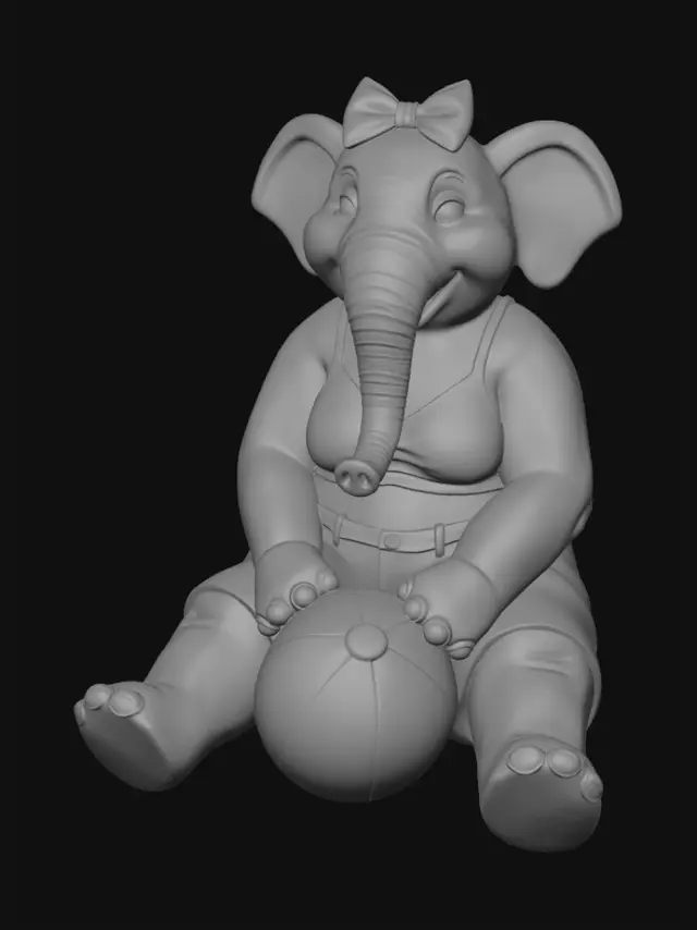 3D model for Pink Elephant with a Beach Ball Rose