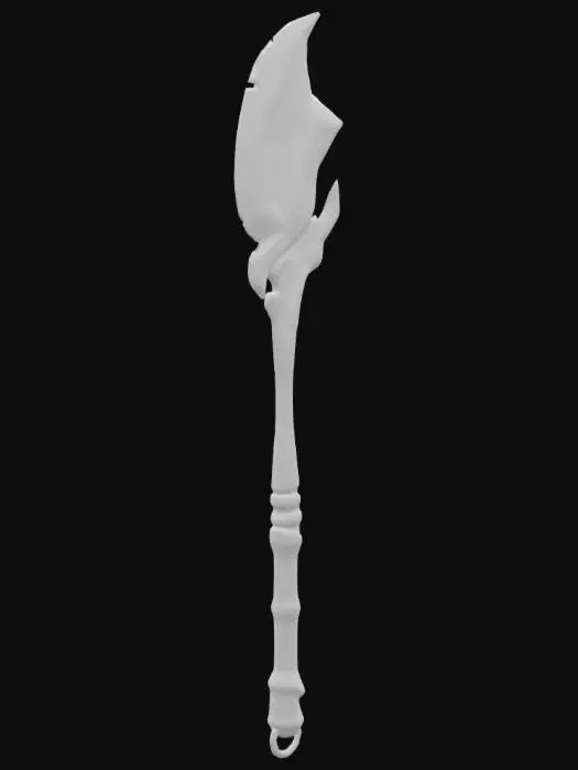 3D model for A Light Silver Staff Embedded with Modern Material Yellow Grip with Neon Blue Glow on the Staff, The Neon Blue Glow Represents Power Absorbing Capacity of the Staff to Return the Attack Strength with Double Force Counter Attack or Charge, #ChronoForgeWeapon#