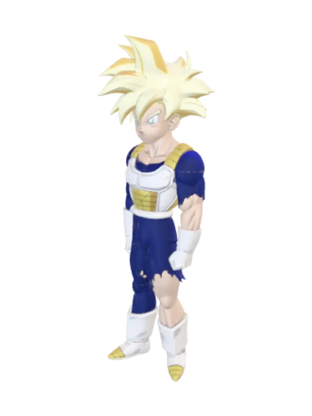 Super Saiyan in Saiyan Armor 3D model, vytvořený pomocí AI