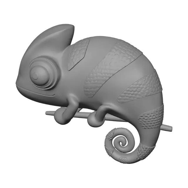 3D model for Emerald Chameleon on a Branch